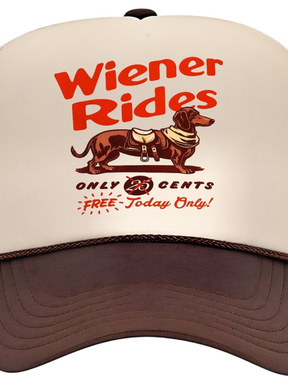 Free Wiener Rides Cap Hat Vintage Style High Profile Foam Trucker Mesh Snapback